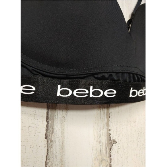 34C Bebe no wire push up black white logo bra - Picture 4 of 6